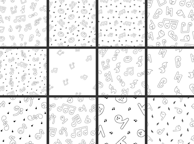 Notas de música kawaii muy bonitas Página para colorear