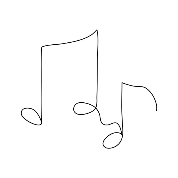 Notas musicales en el arte de la línea continua