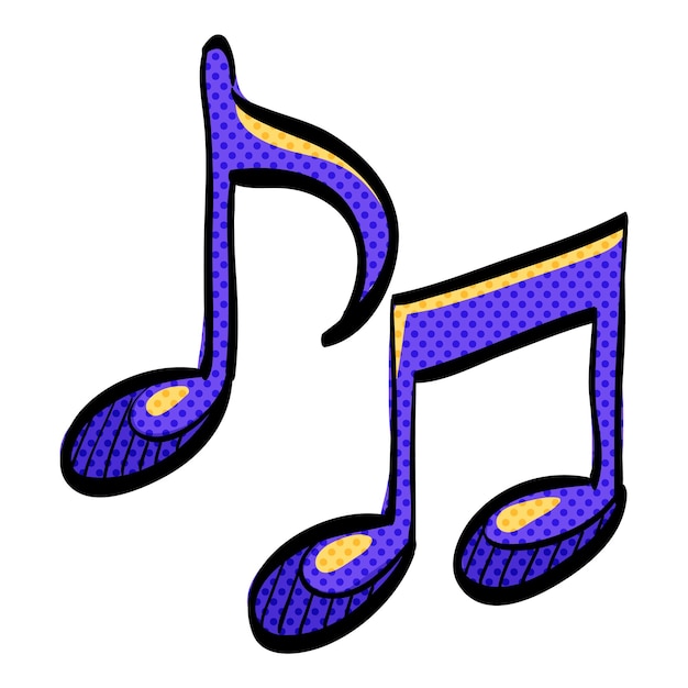 Notas musicales icono de medio tono ilustración vectorial de color dibujada a mano