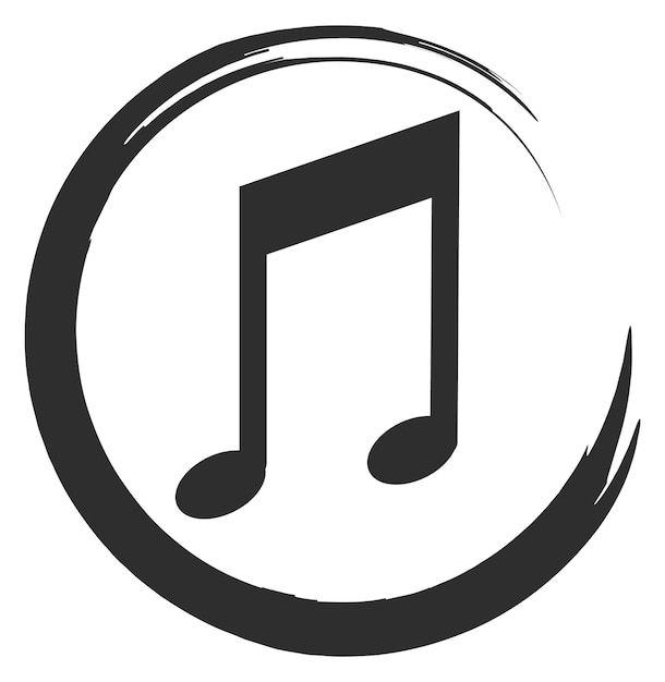 Notas musicales logotipo redondo Icono de cuarto de tono aislado sobre fondo blanco