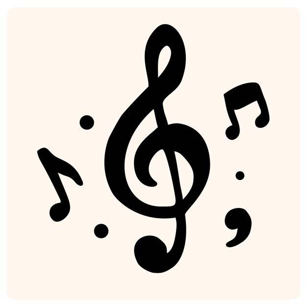 Notas musicales sobre un fondo de crema Notas musicales dibujadas a mano