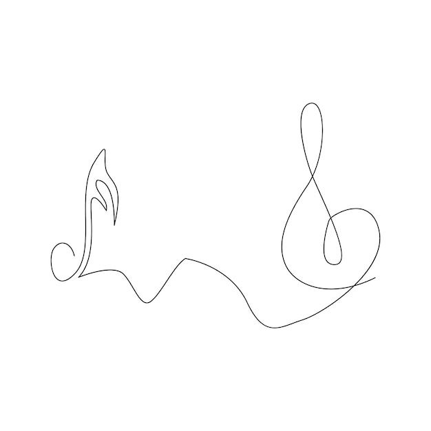 Notas musicales de una sola línea y clave de treble