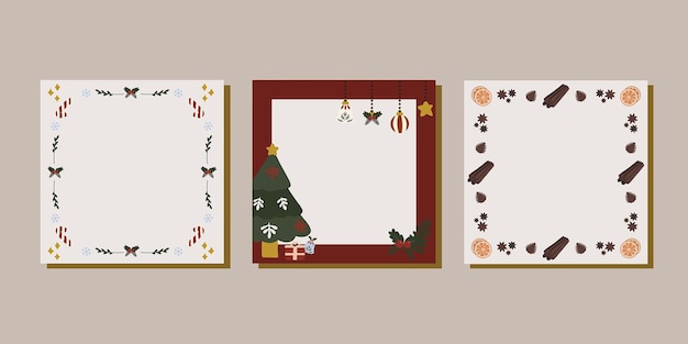 Notas de Navidad plantilla de impresión de notas Ilustración plana colorida para invitaciones de álbum de recortes de cartas