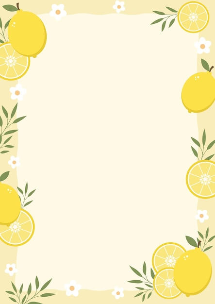Notas de tema de limón imprimibles para el diario Ilustración vectorial Notas de papel de tamaño A4