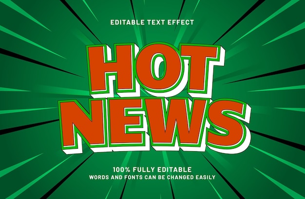 noticias calientes efecto de texto editable en 3D