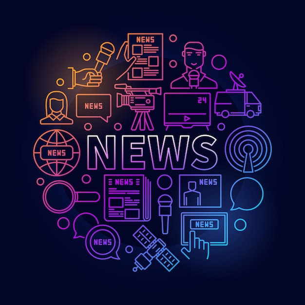 Noticias colorido lineal moderno vector ilustración o banner