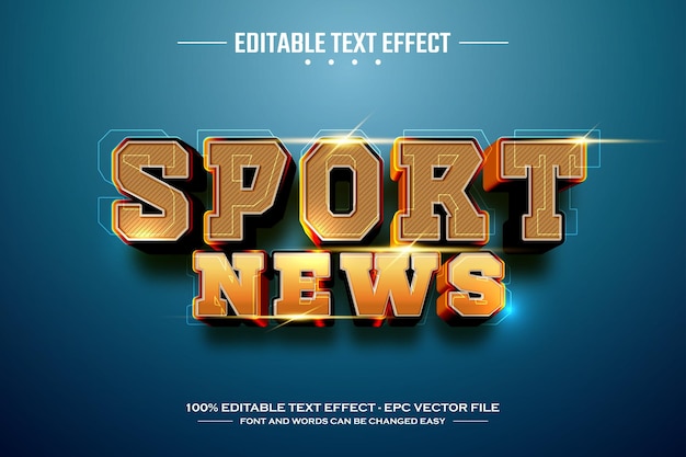 Noticias deportivas plantilla de efecto de texto editable en 3D