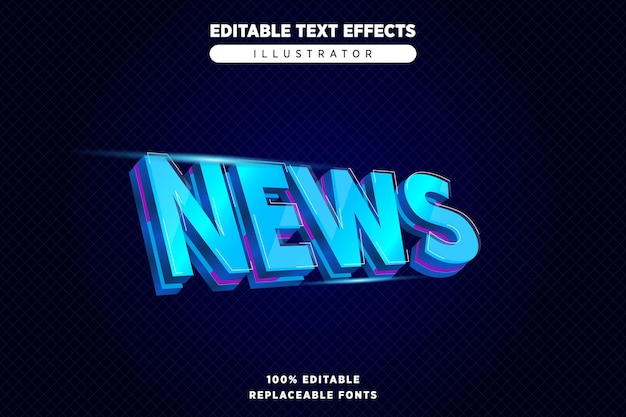 Vector noticias efecto de texto editable