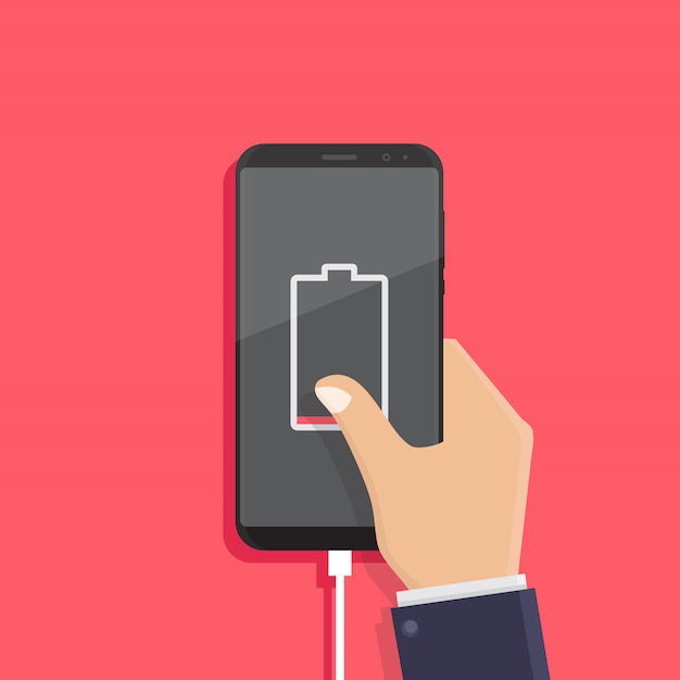 Notificación de batería baja, ilustración vectorial de diseño plano