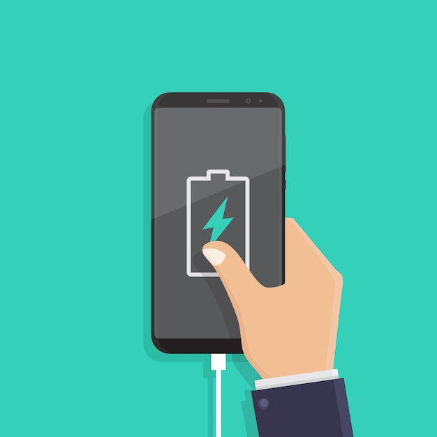 Notificación de carga de batería, ilustración vectorial de diseño plano