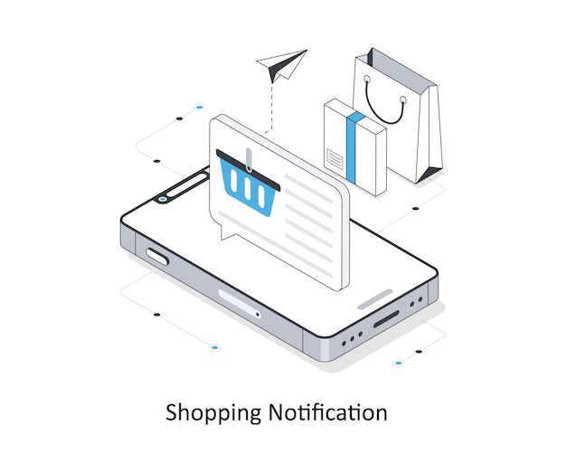Notificación de compra Ilustración isométrica del stock EPS Ilustración del stock del archivo