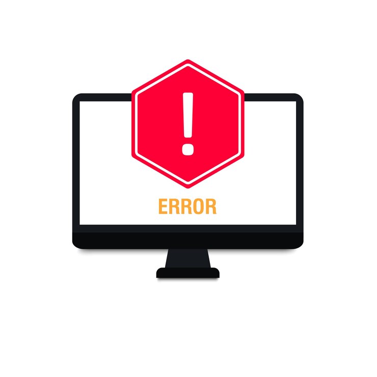 Vector notificación computadora con icono de signo de exclamación en pantalla signo de error conceptos de advertencia de mensajes de computadora elementos gráficos de diseño plano moderno vector