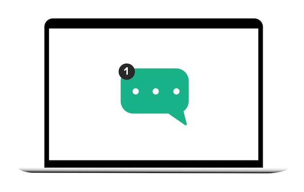 notificación en una computadora portátil sobre un fondo transparente