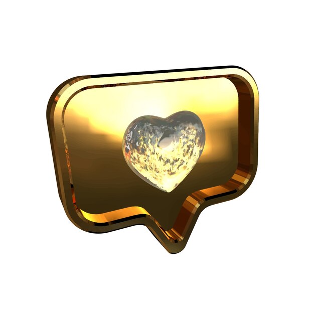 Notificación con un corazón 3d dentro
