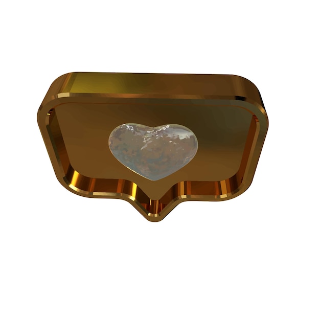 Notificación con un corazón 3d dentro