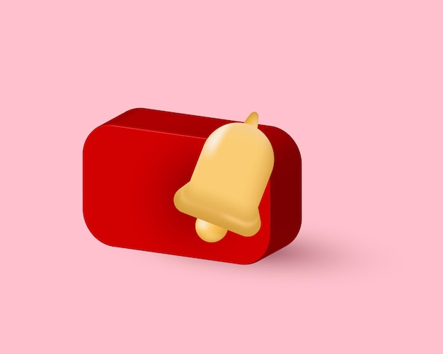 Notificación de icono de campana de sonido 3D aislada en el fondo