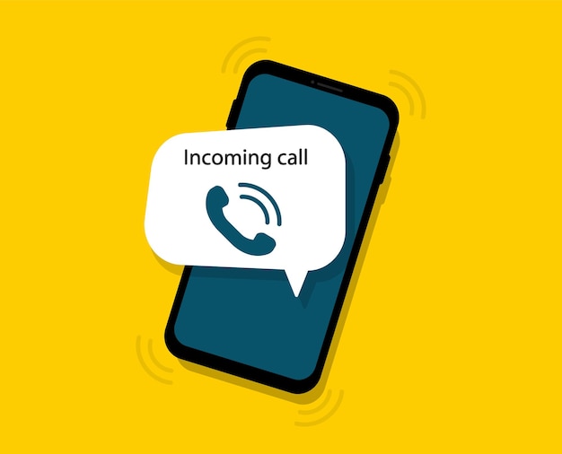 Notificación de llamada entrante en el teléfono. Llamada de teléfono inteligente. Estilo plano.