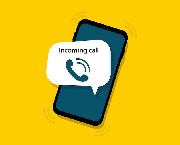 Notificación de llamada entrante en el teléfono. llamada de teléfono inteligente. estilo plano.