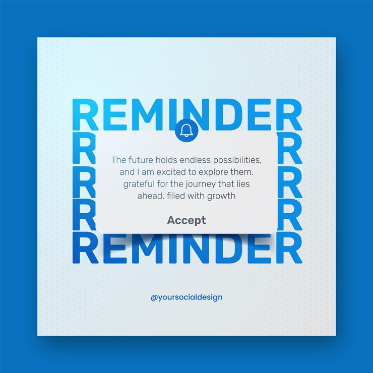 Vector notificación recordatorio diseño de publicaciones de instagram