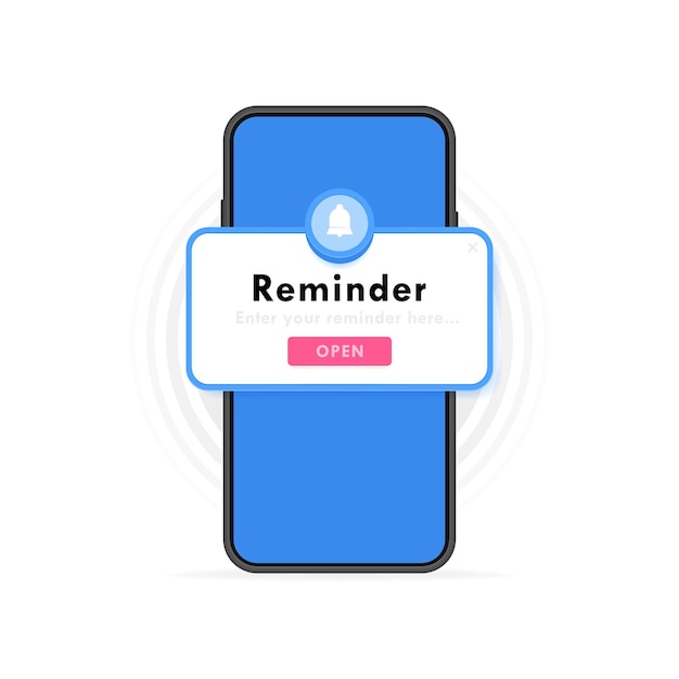 Notificación de recordatorio sobre eventos calendario de planificación empresarial o recordatorio de la fecha