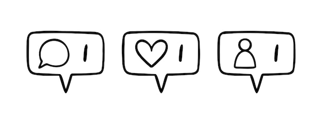 notificación de seguidor para señales de red social Icon comentario como seguidor dibujado a mano icono contorno de dibujo línea clipart símbolo