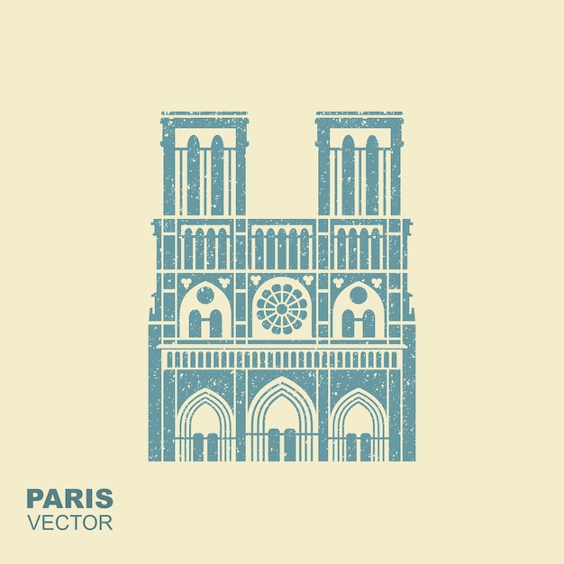 Notre Dame de Paris Catedral Francia Vector icono plano
