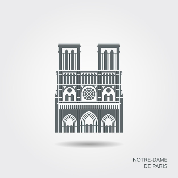 Notre Dame de Paris Catedral Francia Vector icono plano
