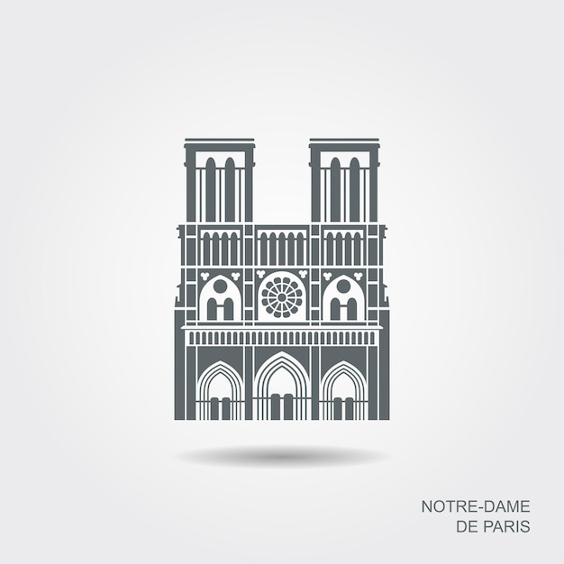 Notre dame de paris catedral francia vector icono plano