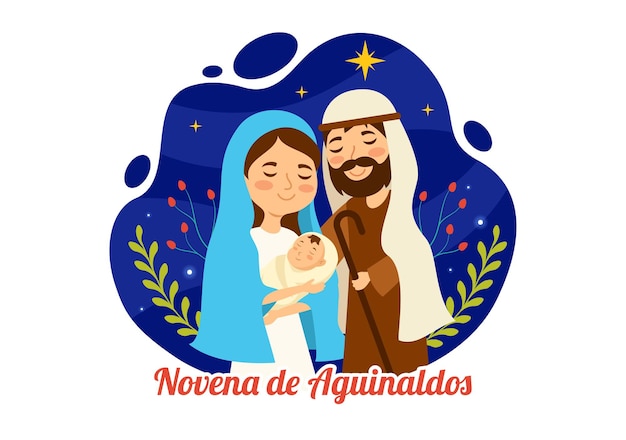 Novena De Aguinaldos Ilustración con tradición navideña para que las familias se reúnan en Navidad