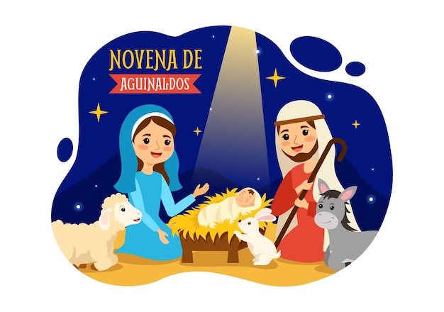 Novena De Aguinaldos Ilustración con tradición navideña para que las familias se reúnan en Navidad