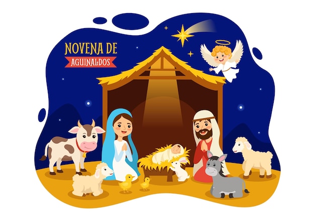 Novena De Aguinaldos Ilustración con tradición navideña para que las familias se reúnan en Navidad