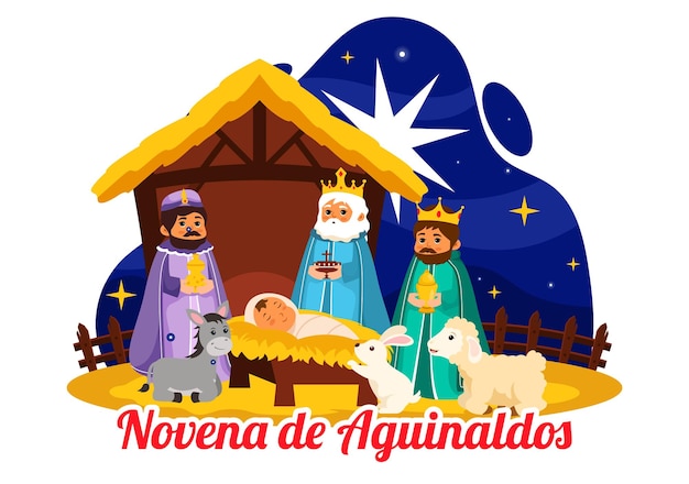 Novena De Aguinaldos Ilustración con tradición navideña para que las familias se reúnan en Navidad