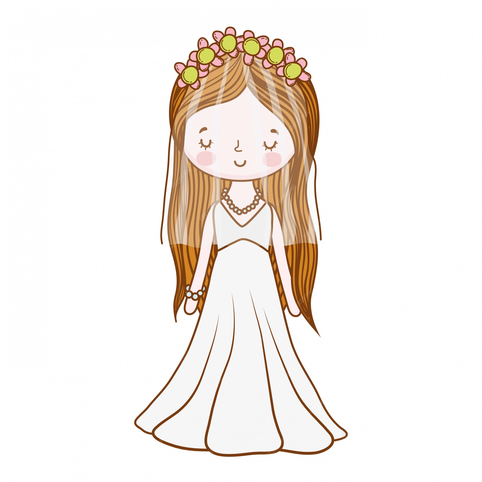 Novia de dibujos animados lindo femenino | Vector Premium Novia de dibujos animados lindo femenino | Vector Premium