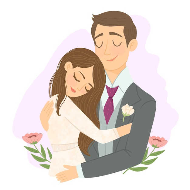 La novia y el novio en hermosos trajes feliz boda de hombre y mujer