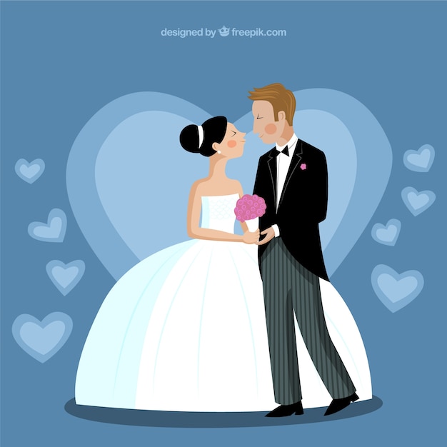 Vector la novia y el novio, ilustración