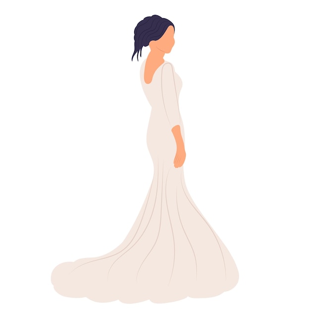 Novia en vector de fondo blanco