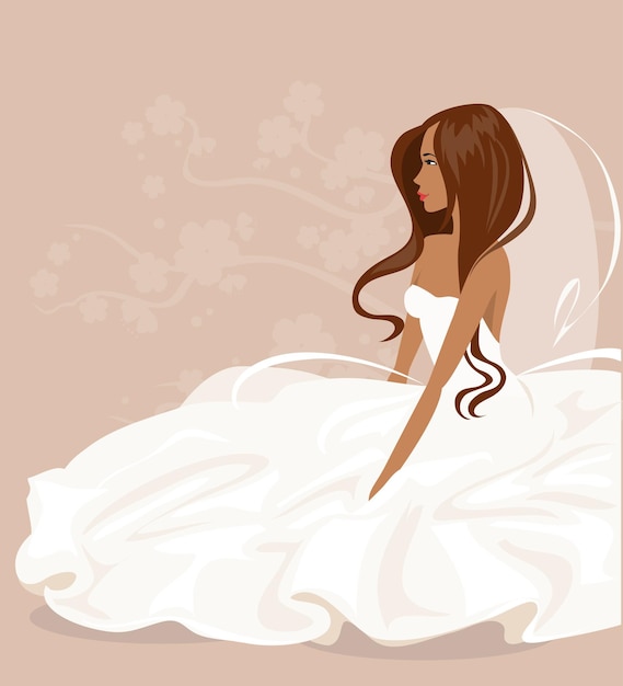 la novia en un vestido blanco ilustración vectorial