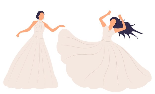Novias bailando en vector de estilo plano