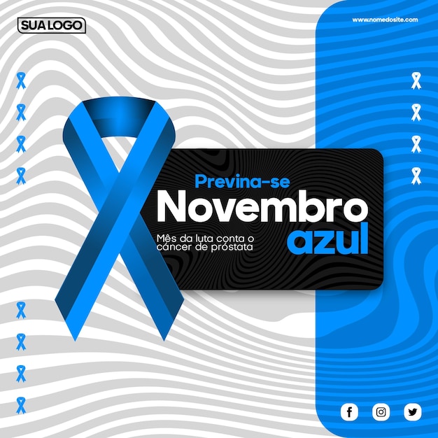 Vector noviembre azul contra el cáncer de próstata plantilla novembro azul