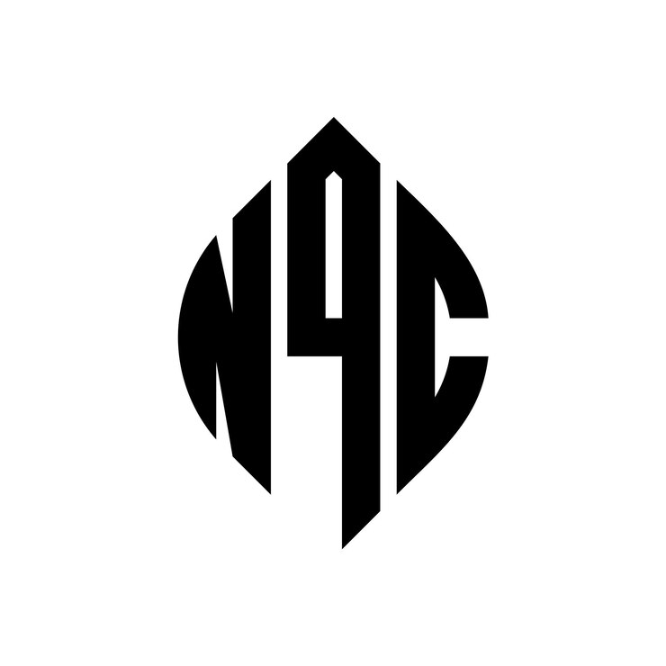 Vector nqc diseño de logotipo de letras circulares con forma de círculo y elipse nqc letras elípticas con estilo tipográfico las tres iniciales forman un logotipo de círculo nqc círculo emblema monograma abstracto letra marca vector