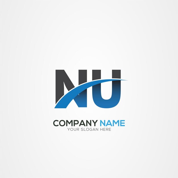 NU UN Letter Logo Design with a Creative Cut Creative logo design