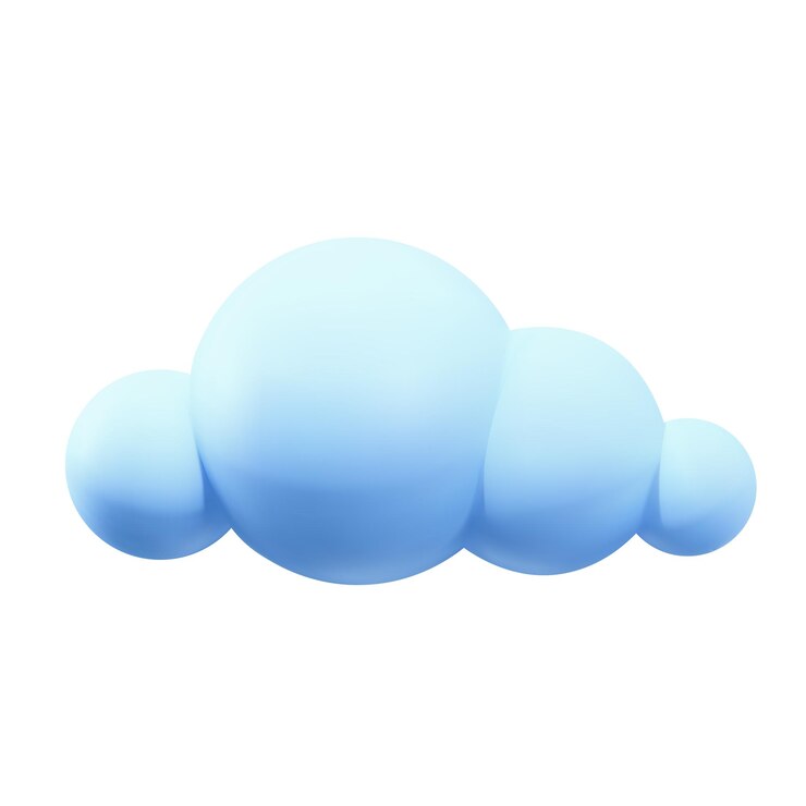 Vector nube 3d azul claro renderizar icono de nube de dibujos animados ilustración vectorial aislada sobre fondo blanco