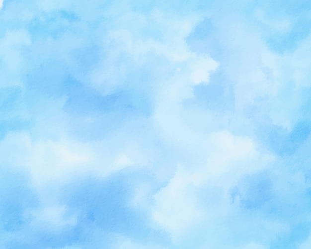 Vector nube de acuarela azul y cielo primavera fondo cian