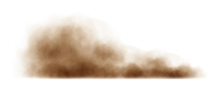 Vector nube de arena tormenta de arena polvo sucio o humo marrón efecto de smog grueso y pesado aislado sobre fondo blanco ilustración vectorial realista