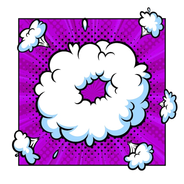 Nube de auge sorprendente en fondo de semitono para ventas y promociones Plantilla de banner púrpura