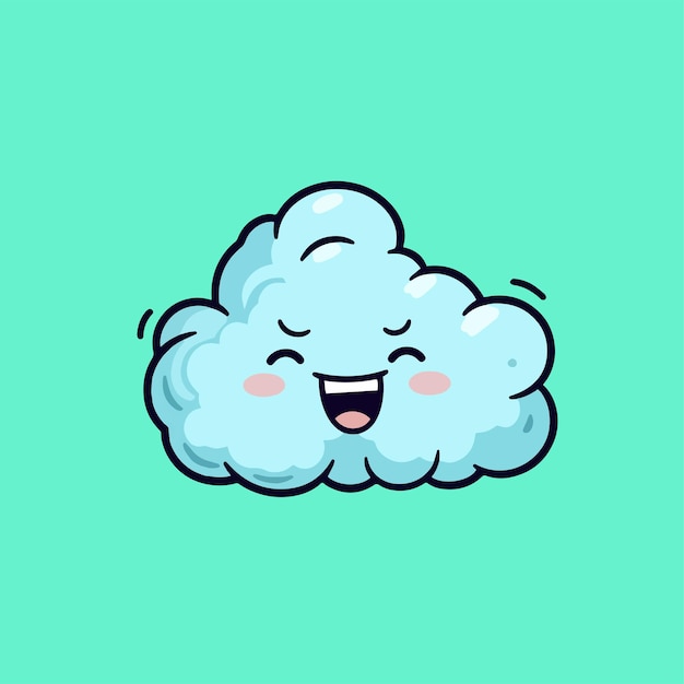 Una nube azul con una cara sonriente.