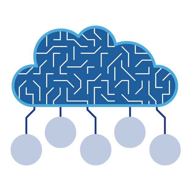 Nube azul conectada con plantilla de diseño de gráfico infográfico de puntos