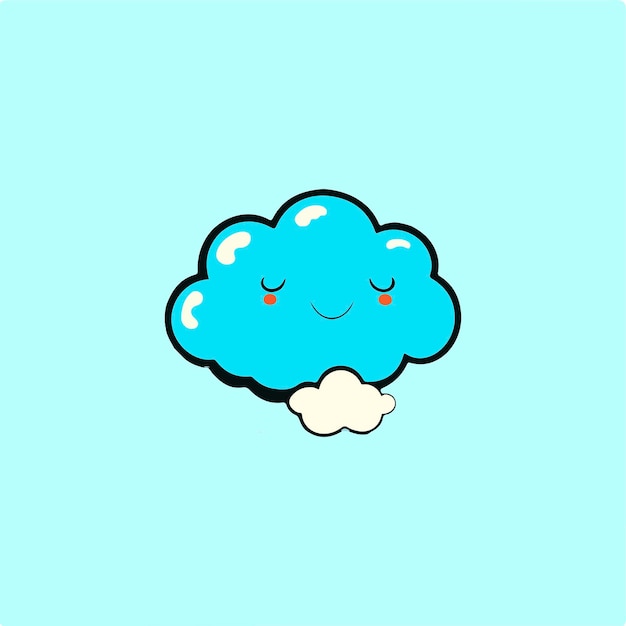 Nube azul de dibujos animados con una cara linda