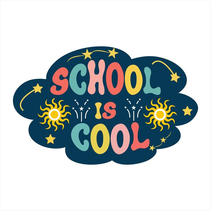 Una nube azul con las palabras escuela es genial.