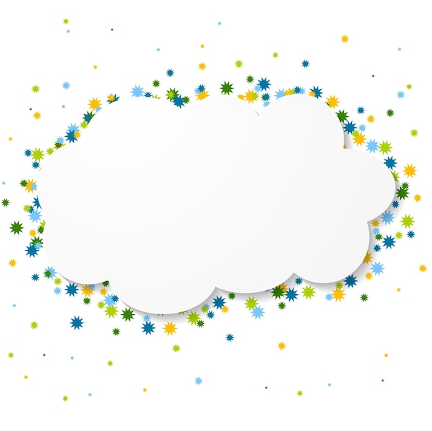 Nube blanca de papel en blanco con círculos de colores